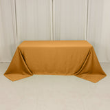 90x132inch gold Seamless Lamour Satin Rectangle Tablecloth for 6 Foot Table