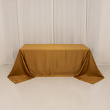 90x132inch gold Seamless Lamour Satin Rectangle Tablecloth for 6 Foot Table