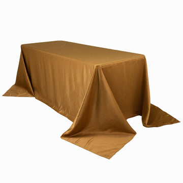 Lamour Satin 90"x132" Rectangle Tablecloth Gold - Soft & Silk-Like Seamless Table Cover for Weddings & Parties