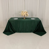 90x132inch Hunter Emerald Green Seamless Lamour Satin Rectangle Tablecloth for 6 Foot Table