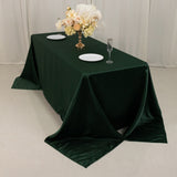 90x132inch Hunter Emerald Green Seamless Lamour Satin Rectangle Tablecloth for 6 Foot Table