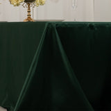 90x132inch Hunter Emerald Green Seamless Lamour Satin Rectangle Tablecloth for 6 Foot Table