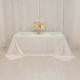 90x132inch Ivory Seamless Lamour Satin Rectangle Tablecloth for 6 Foot Table