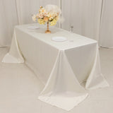 90x132inch Ivory Seamless Lamour Satin Rectangle Tablecloth for 6 Foot Table