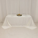 90x132inch Ivory Seamless Lamour Satin Rectangle Tablecloth for 6 Foot Table