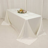 90x132inch Ivory Seamless Lamour Satin Rectangle Tablecloth for 6 Foot Table