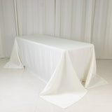 90x132inch Ivory Seamless Lamour Satin Rectangle Tablecloth for 6 Foot Table