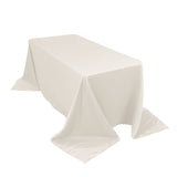 90x132inch Ivory Seamless Lamour Satin Rectangle Tablecloth for 6 Foot Table