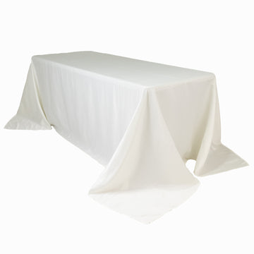 Lamour Satin 90"x132" Rectangle Tablecloth Ivory - Soft & Silk-Like Seamless Table Cover