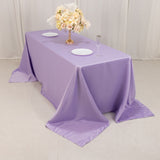 90x132inch Lavender Lilac Seamless Lamour Satin Rectangle Tablecloth for 6 Foot Table