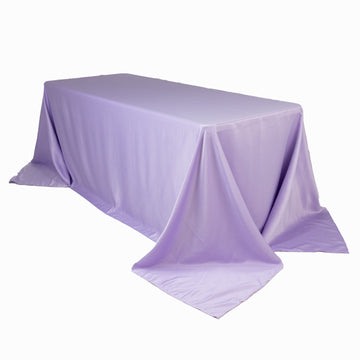 Lamour Satin 90"x132" Rectangle Tablecloth Lavender Lilac - Soft & Silk-Like Seamless Table Cover