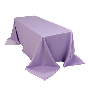 Lamour Satin 90"x132" Rectangle Tablecloth Lavender Lilac - Soft & Silk-Like Seamless Table Cover