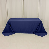 90x132inch navy blue Seamless Lamour Satin Rectangle Tablecloth for 6 Foot Table