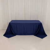 90x132inch navy blue Seamless Lamour Satin Rectangle Tablecloth for 6 Foot Table