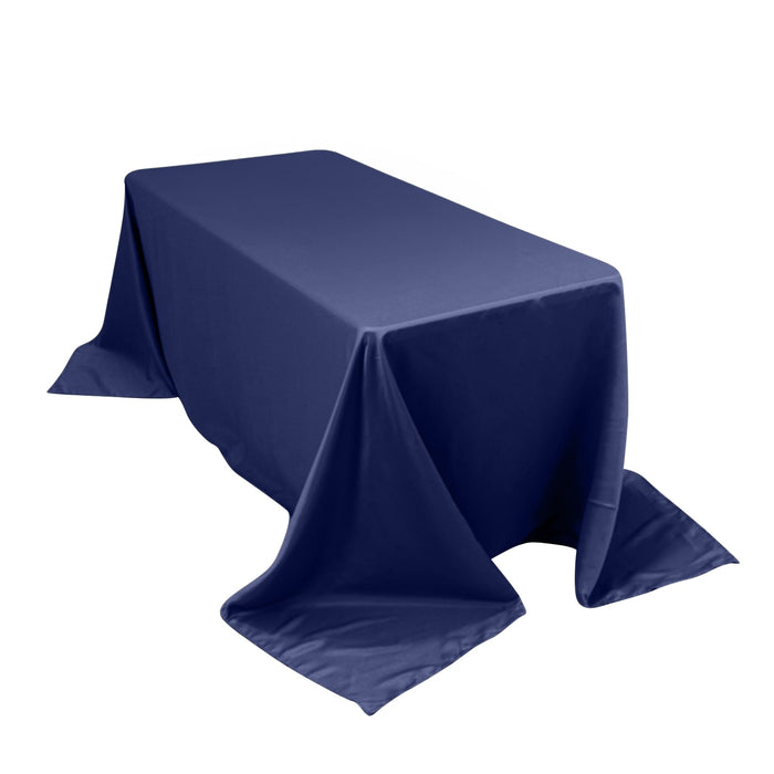 90x132inch navy blue Seamless Lamour Satin Rectangle Tablecloth for 6 Foot Table