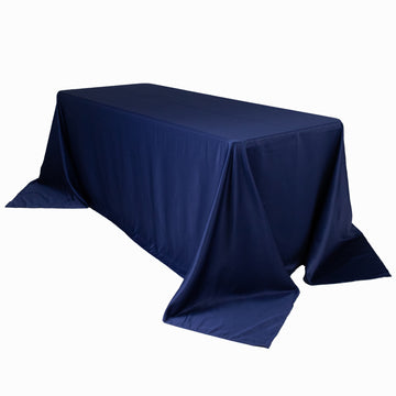 Lamour Satin 90"x132" Rectangle Tablecloth Navy Blue - Soft & Silk-Like Seamless Table Cover