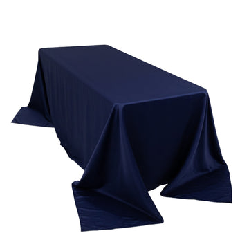 Lamour Satin 90"x132" Rectangle Tablecloth Navy Blue - Soft & Silk-Like Seamless Table Cover