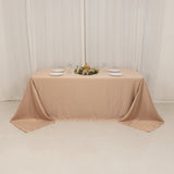 90x132inch nude Seamless Lamour Satin Rectangle Tablecloth for 6 Foot Table