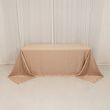 90x132inch nude Seamless Lamour Satin Rectangle Tablecloth for 6 Foot Table