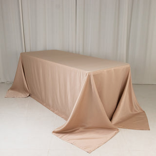 <h3 style="margin-left:0px;"><strong>Luxurious Nude Lamour Satin Rectangle Tablecloth</strong>