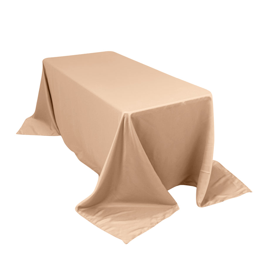 90x132inch nude Seamless Lamour Satin Rectangle Tablecloth for 6 Foot Table