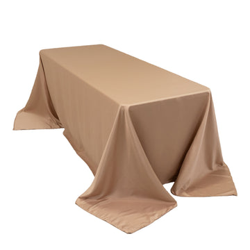 Lamour Satin 90"x132" Rectangle Tablecloth Nude - Soft & Silk-Like Seamless Table Cover