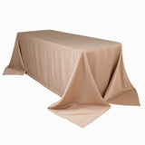 90x132inch nude Seamless Lamour Satin Rectangle Tablecloth for 6 Foot Table