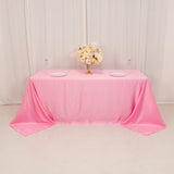 90x132inch pink Seamless Lamour Satin Rectangle Tablecloth for 6 Foot Table