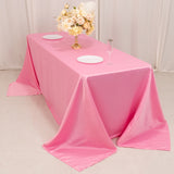 90x132inch pink Seamless Lamour Satin Rectangle Tablecloth for 6 Foot Table