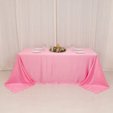 90x132inch pink Seamless Lamour Satin Rectangle Tablecloth for 6 Foot Table