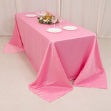 90x132inch pink Seamless Lamour Satin Rectangle Tablecloth for 6 Foot Table