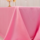 90x132inch pink Seamless Lamour Satin Rectangle Tablecloth for 6 Foot Table