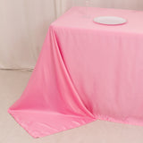 90x132inch pink Seamless Lamour Satin Rectangle Tablecloth for 6 Foot Table