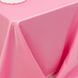 90x132inch pink Seamless Lamour Satin Rectangle Tablecloth for 6 Foot Table