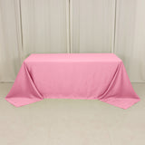 90x132inch pink Seamless Lamour Satin Rectangle Tablecloth for 6 Foot Table