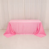 90x132inch pink Seamless Lamour Satin Rectangle Tablecloth for 6 Foot Table