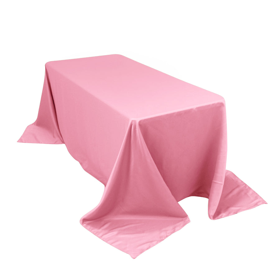 90x132inch pink Seamless Lamour Satin Rectangle Tablecloth for 6 Foot Table