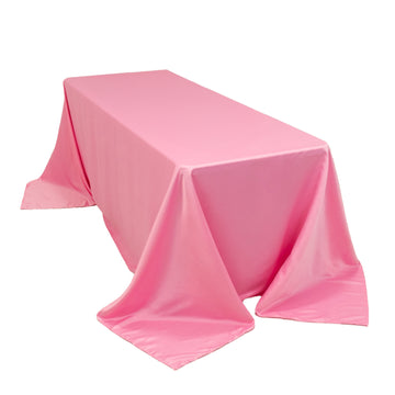 Lamour Satin 90"x132" Rectangle Tablecloth Pink - Soft & Silk-Like Seamless Table Cover