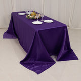 90x132inch Purple Seamless Lamour Satin Rectangle Tablecloth for 6 Foot Table