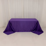 90x132inch Purple Seamless Lamour Satin Rectangle Tablecloth for 6 Foot Table