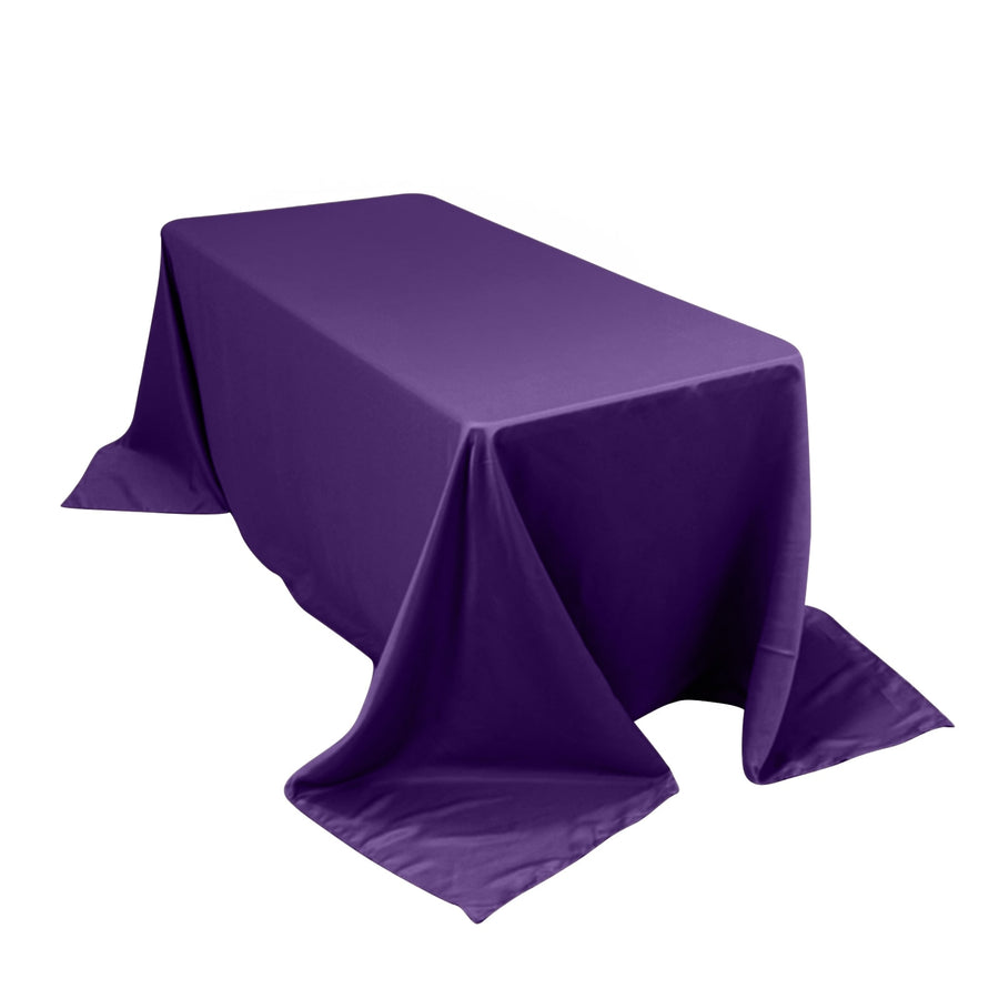 90x132inch Purple Seamless Lamour Satin Rectangle Tablecloth for 6 Foot Table