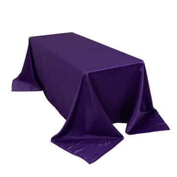 Lamour Satin 90"x132" Rectangle Tablecloth Purple - Soft & Silk-Like Seamless Table Cover