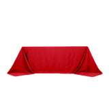 90x132inch Red Seamless Lamour Satin Rectangle Tablecloth for 6 Foot Table