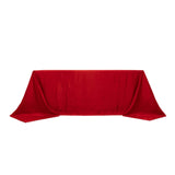 90x132inch Red Seamless Lamour Satin Rectangle Tablecloth for 6 Foot Table