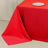 90x132inch Red Seamless Lamour Satin Rectangle Tablecloth for 6 Foot Table