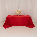 90x132inch Red Seamless Lamour Satin Rectangle Tablecloth for 6 Foot Table