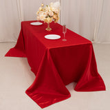 90x132inch Red Seamless Lamour Satin Rectangle Tablecloth for 6 Foot Table