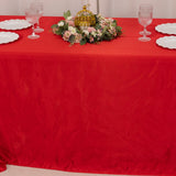 90x132inch Red Seamless Lamour Satin Rectangle Tablecloth for 6 Foot Table