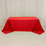 90x132inch Red Seamless Lamour Satin Rectangle Tablecloth for 6 Foot Table