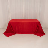 90x132inch Red Seamless Lamour Satin Rectangle Tablecloth for 6 Foot Table